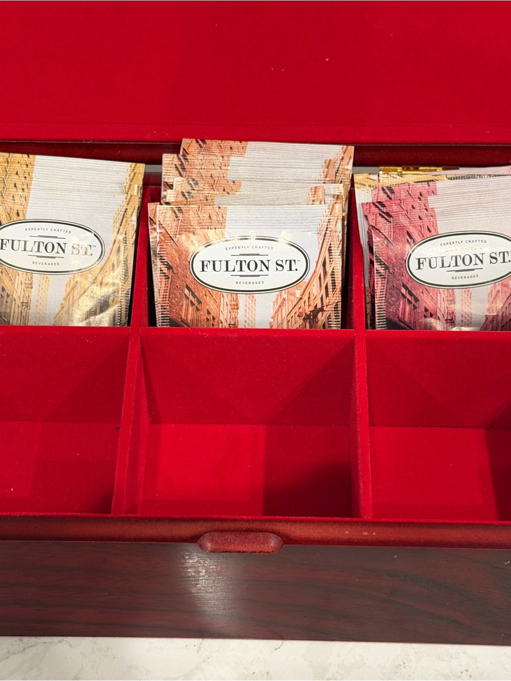 Red Wood Tea Storage Box - Picture 5 of 6